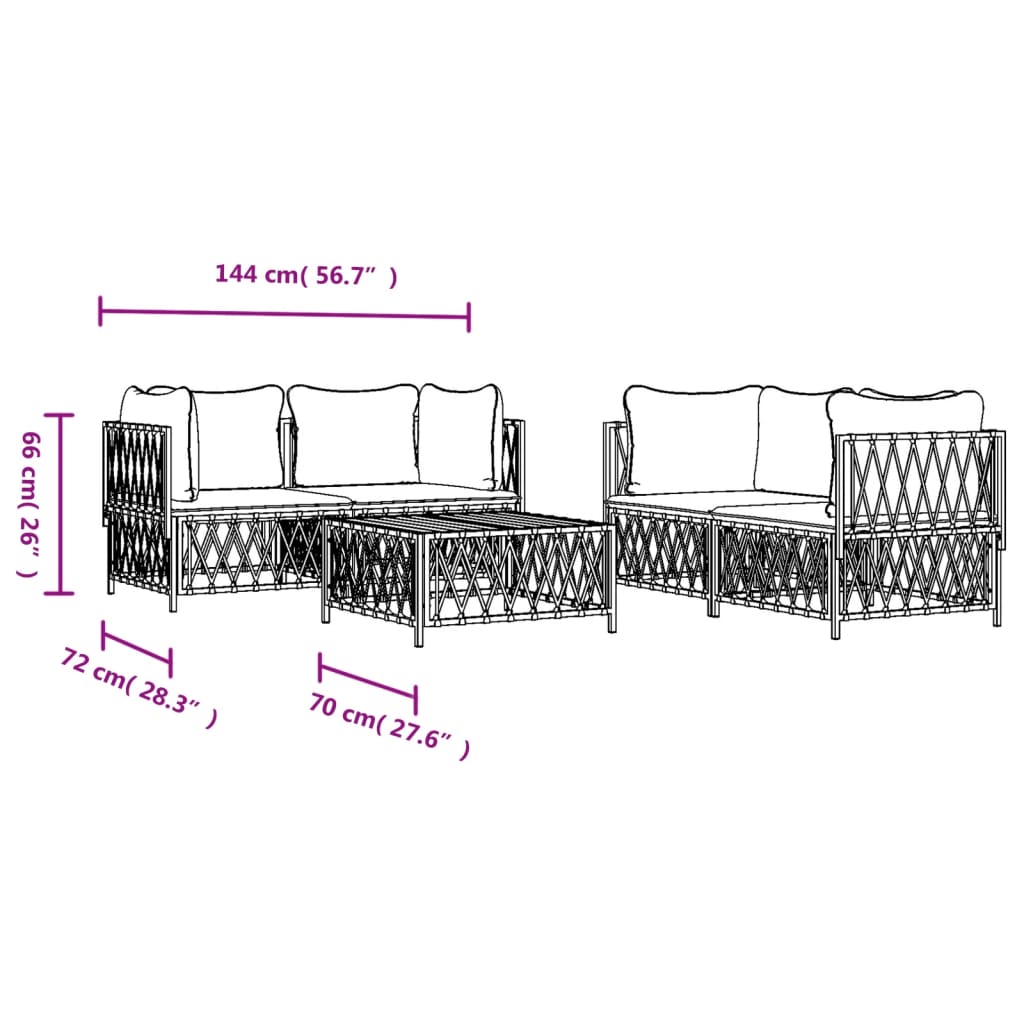 5-tlg. Garten-Lounge-Set mit Kissen Anthrazit Stahl