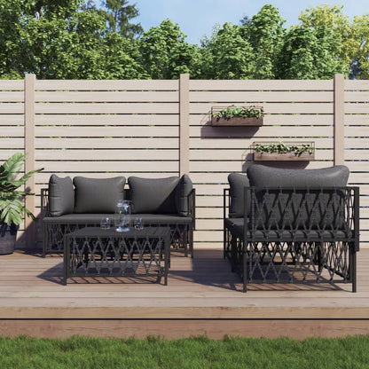 5-tlg. Garten-Lounge-Set mit Kissen Anthrazit Stahl