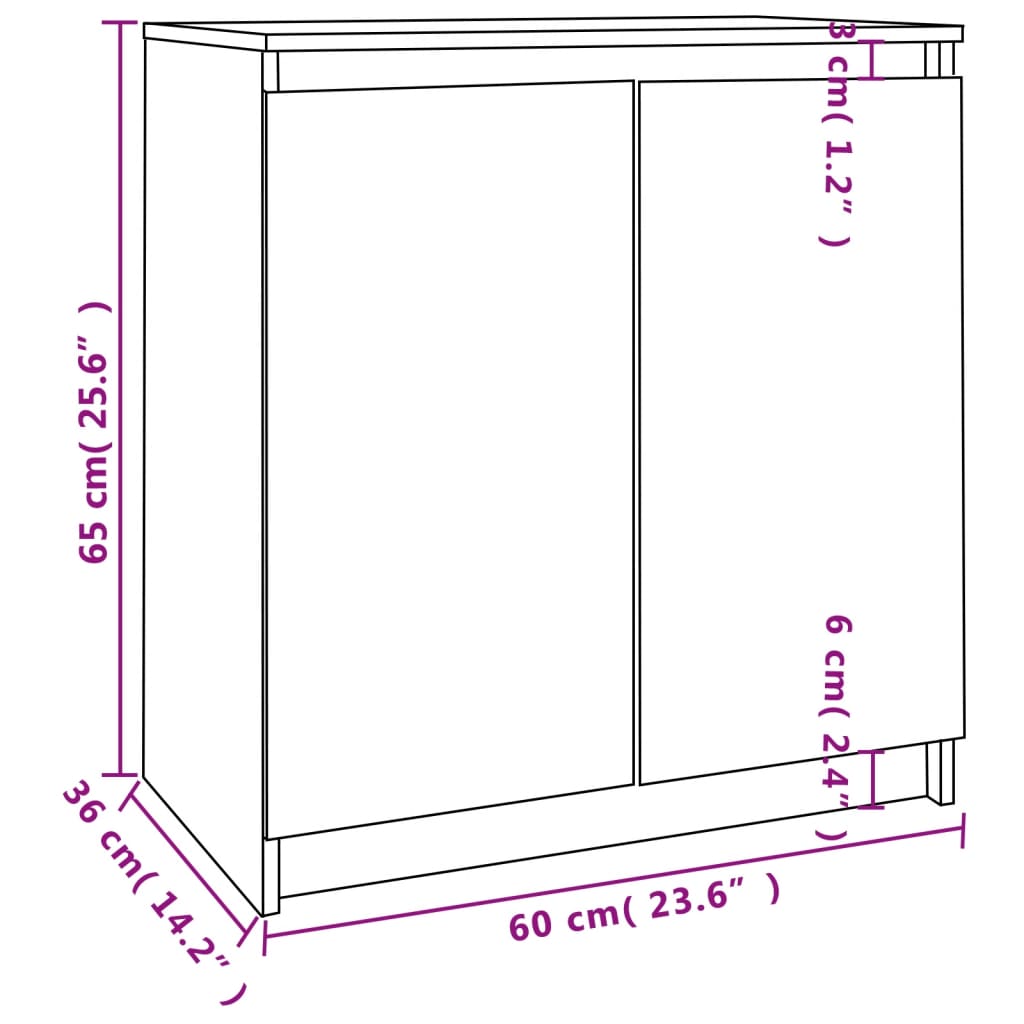 Mueble auxiliar blanco 60x36x65 cm madera maciza de pino