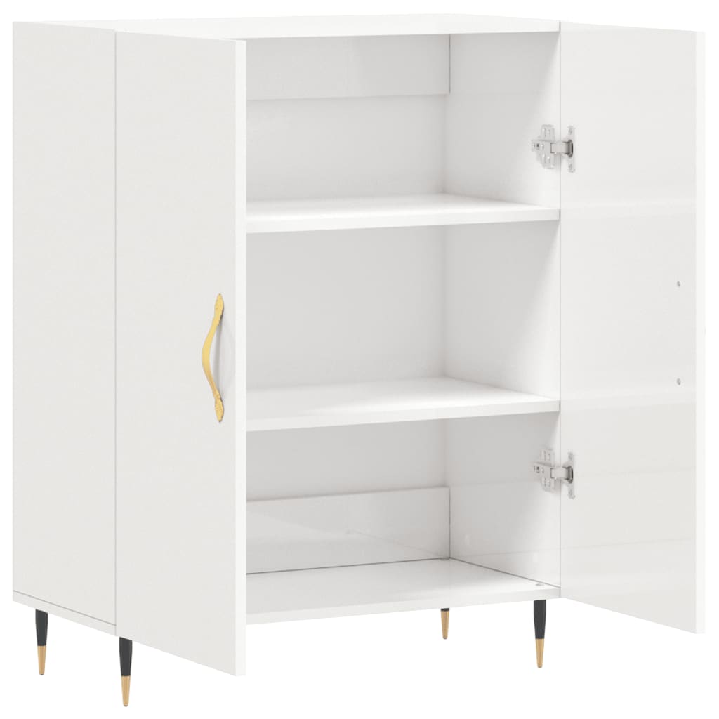 Buffet blanc brillant 69,5x34x90 cm en bois