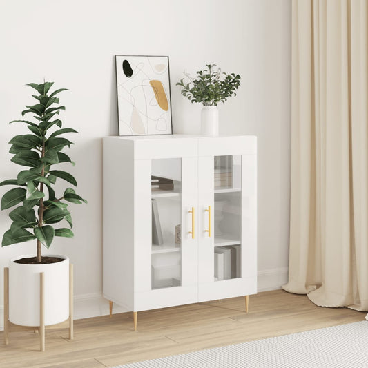 Buffet blanc brillant 69,5x34x90 cm en bois