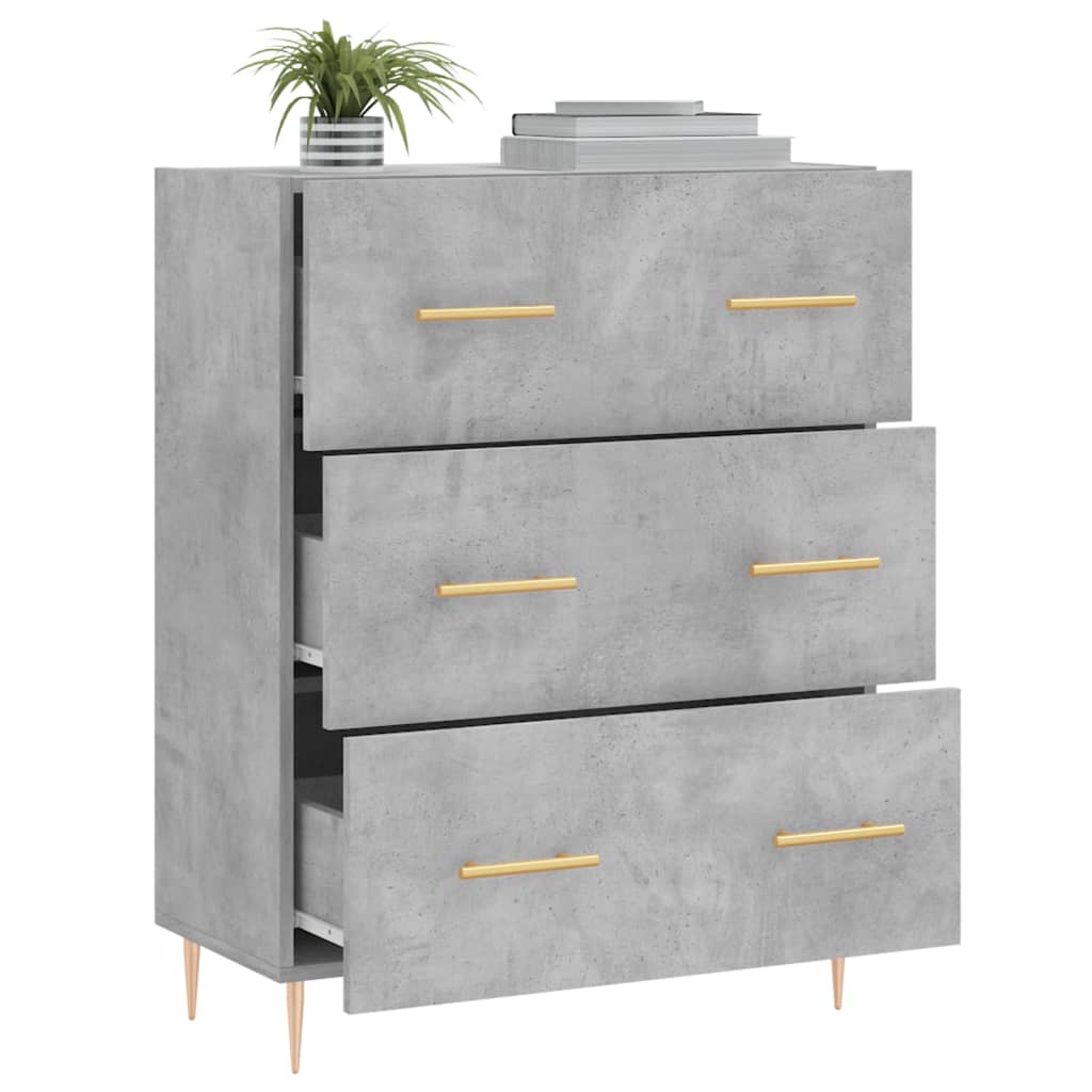 Buffet gris béton 69,5x34x90 cm en bois