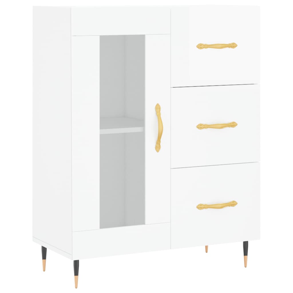 Buffet blanc brillant 69,5x34x90 cm en bois