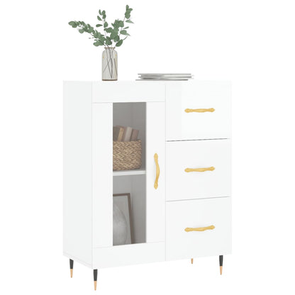 Buffet blanc brillant 69,5x34x90 cm en bois