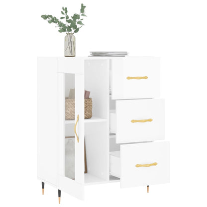 Buffet blanc brillant 69,5x34x90 cm en bois