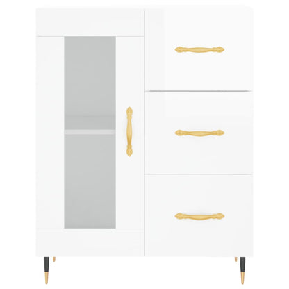 Buffet blanc brillant 69,5x34x90 cm en bois