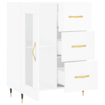 Buffet blanc brillant 69,5x34x90 cm en bois