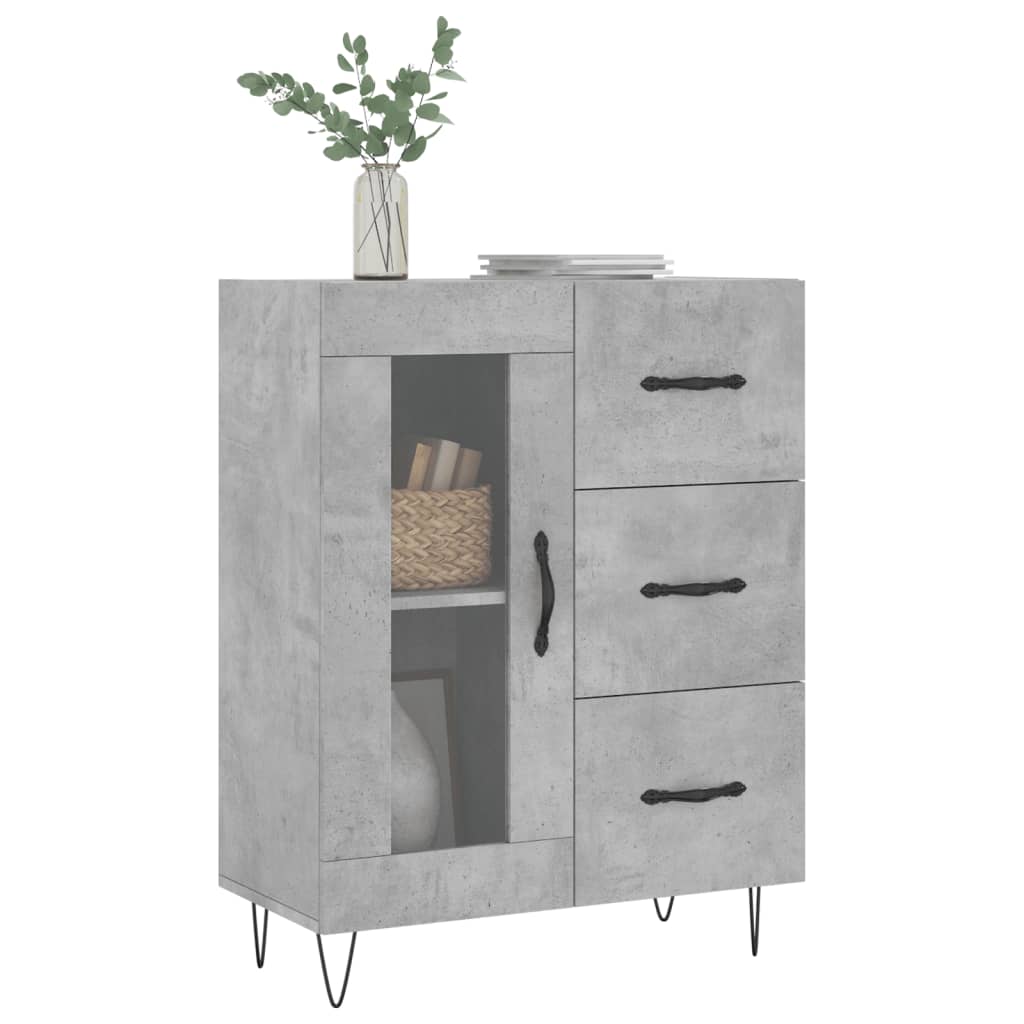 Buffet gris béton 69,5x34x90 cm en bois