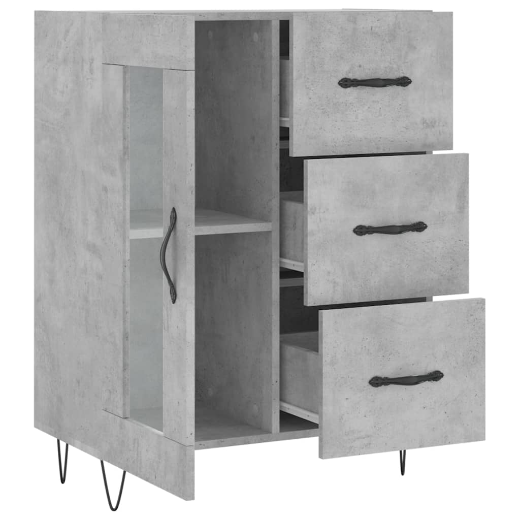 Buffet gris béton 69,5x34x90 cm en bois