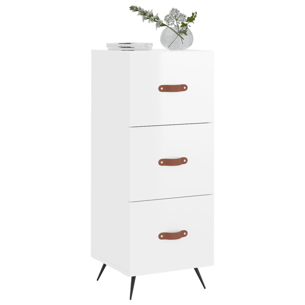 Buffet blanc brillant 34,5x34x90 cm en bois