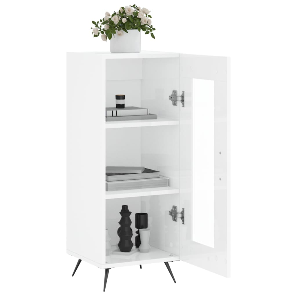 Buffet blanc brillant 34,5x34x90 cm en bois