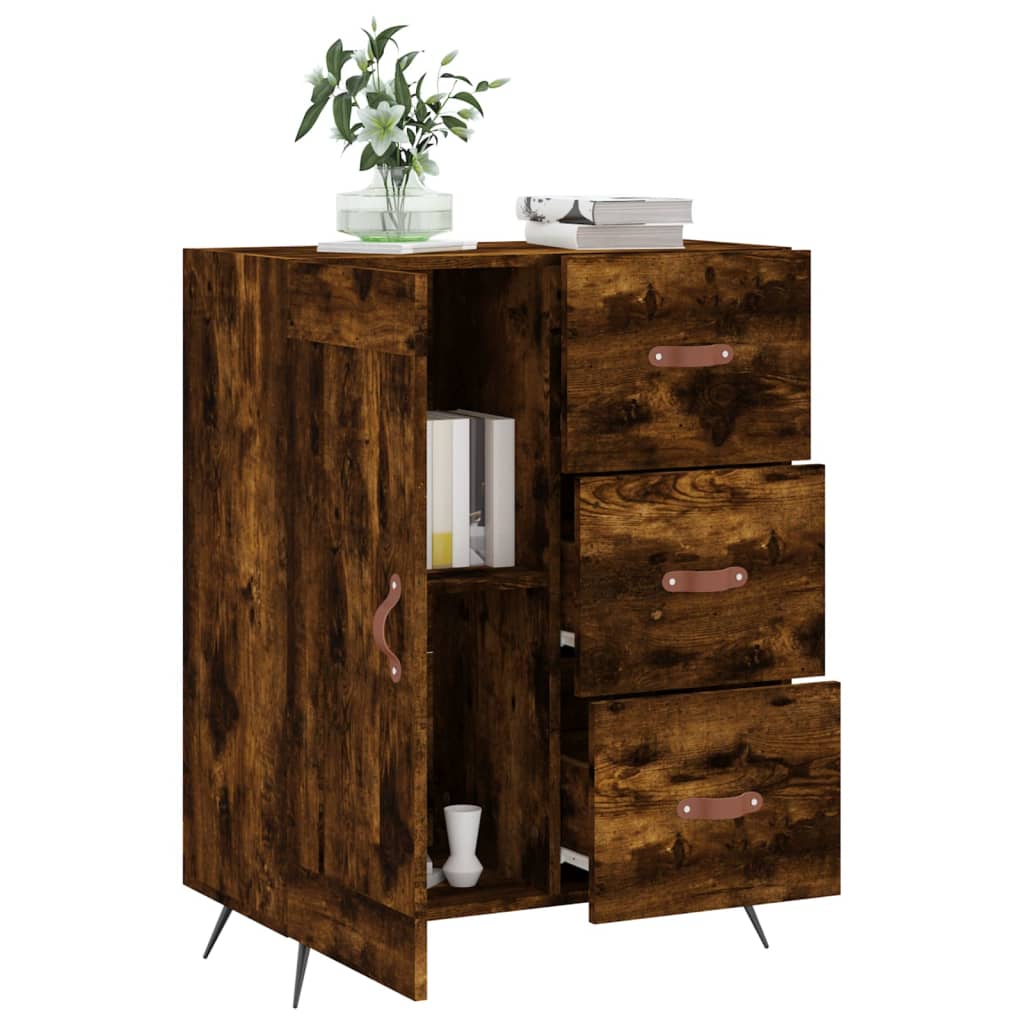 Buffet chêne fumé 69,5x34x90 cm matériau bois