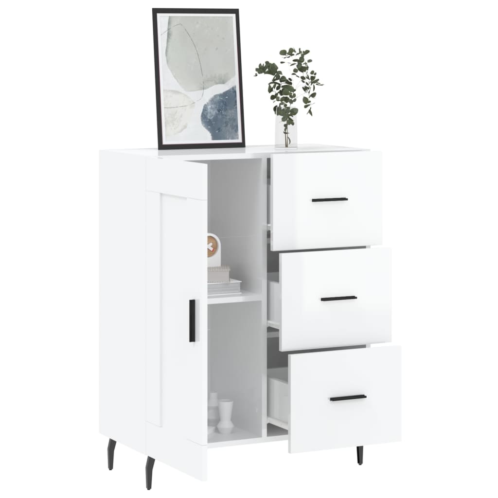 Buffet blanc brillant 69,5x34x90 cm en bois