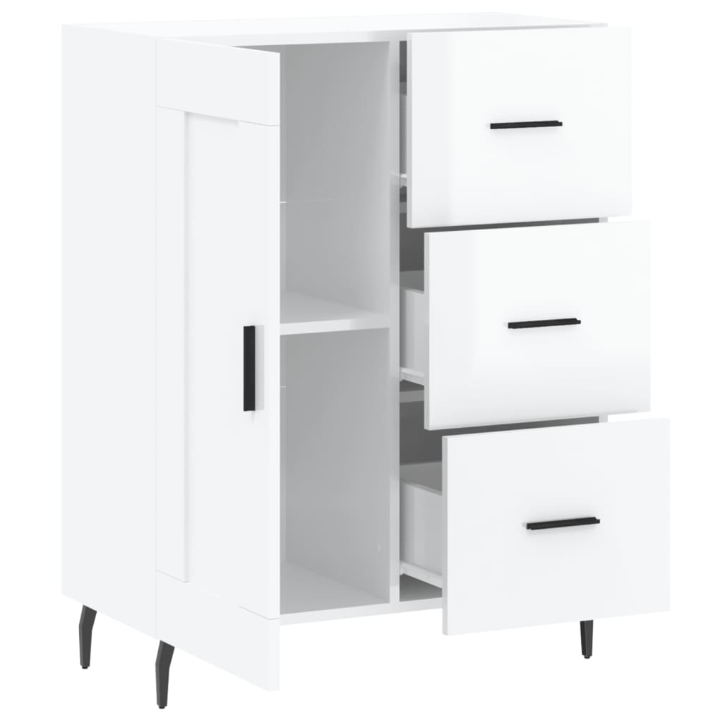 Buffet blanc brillant 69,5x34x90 cm en bois