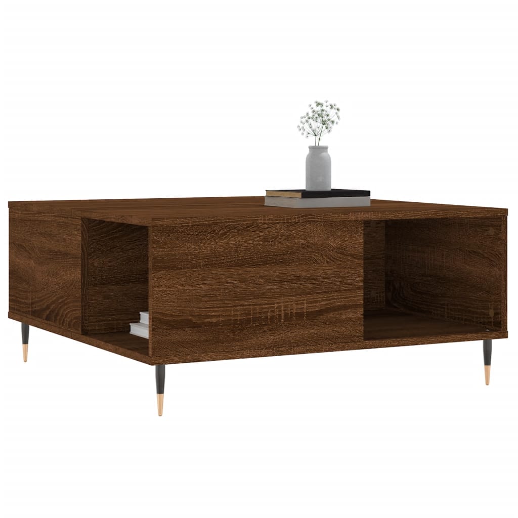 Mesa de centro aspecto roble marrón 80x80x36,5 cm de madera