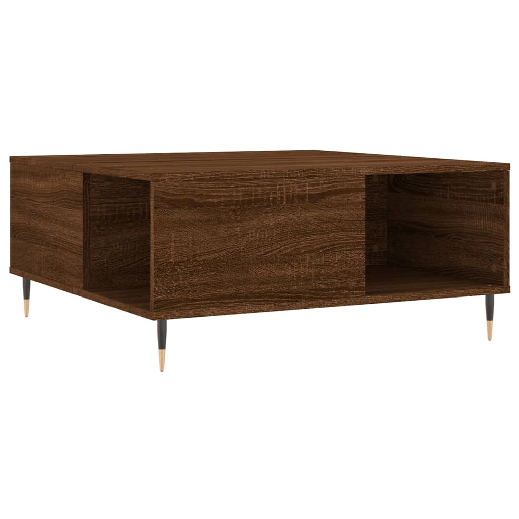 Mesa de centro aspecto roble marrón 80x80x36,5 cm de madera