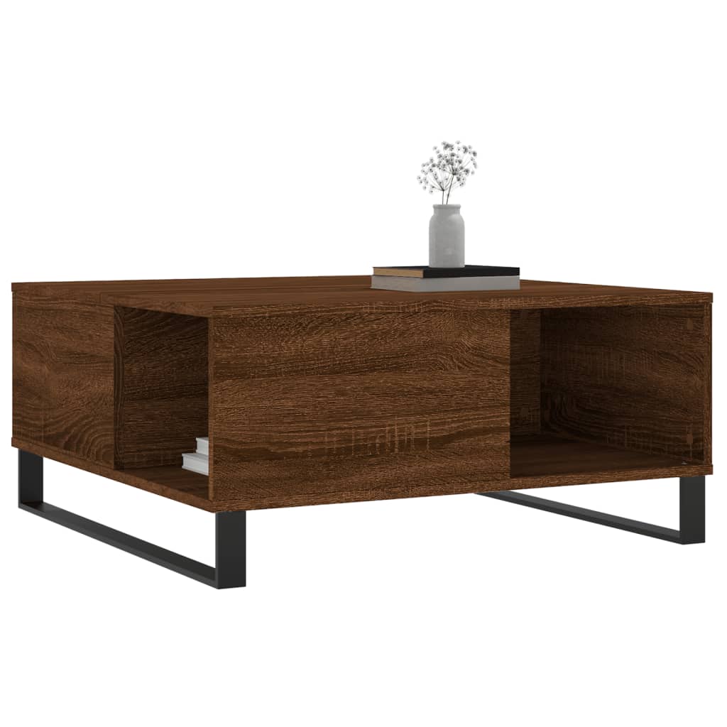 Mesa de centro aspecto roble marrón 80x80x36,5 cm de madera