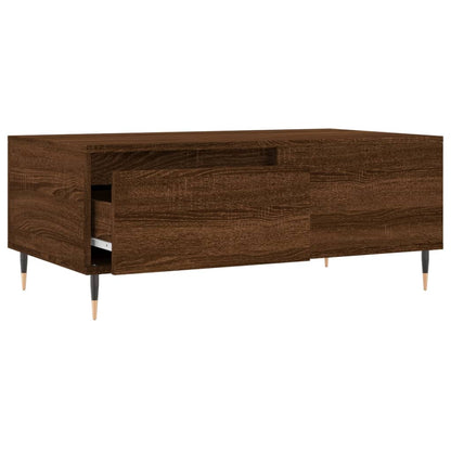 Table basse aspect chêne brun 90x50x36,5 cm en bois