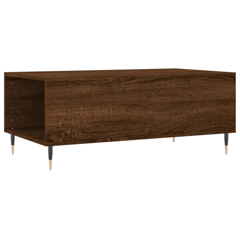 Table basse aspect chêne brun 90x50x36,5 cm en bois