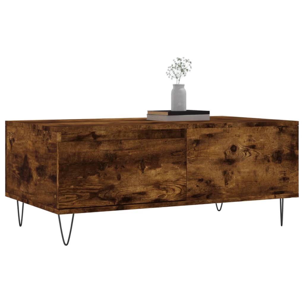 Table basse chêne fumé 90x50x36,5 cm en bois