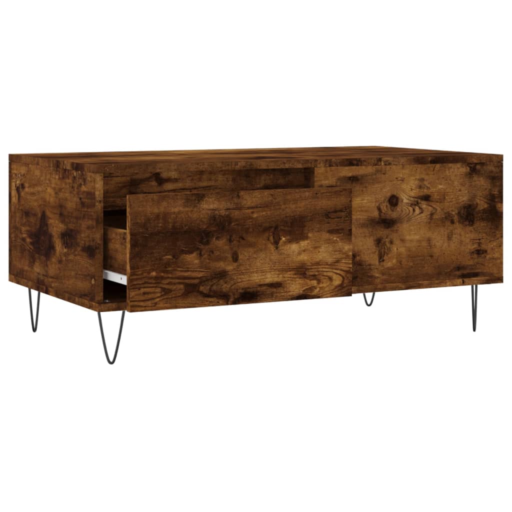 Table basse chêne fumé 90x50x36,5 cm en bois