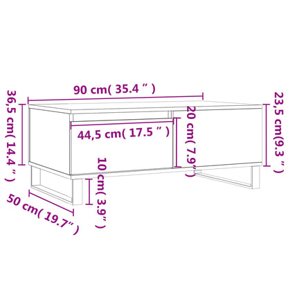 Table basse chêne fumé 90x50x36,5 cm en bois