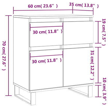 Buffet gris béton 60x35x70 cm en bois