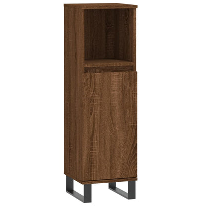 Meuble de salle de bain aspect chêne marron 30x30x100 cm en bois