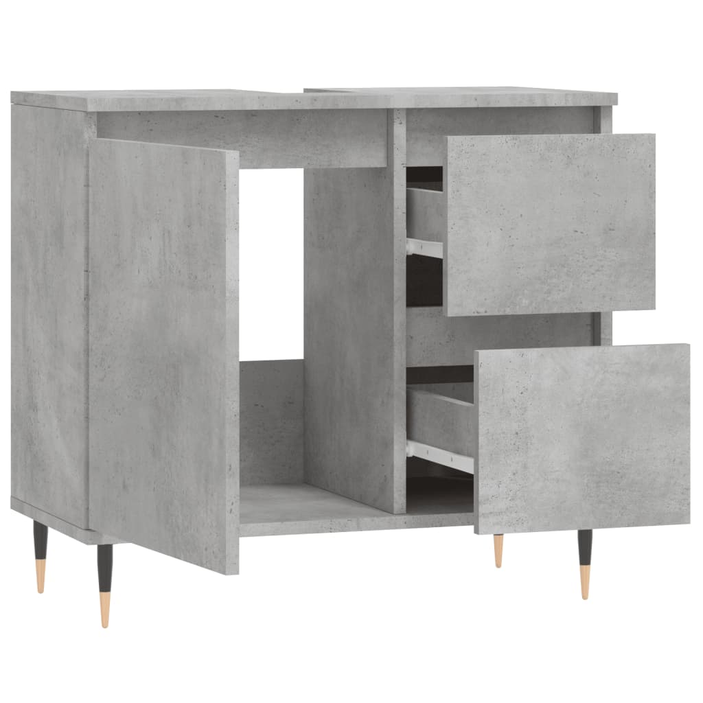 Meuble de salle de bain gris béton 65x33x60 cm en bois