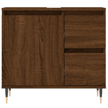 Meuble de salle de bain aspect chêne marron 65x33x60 cm en bois