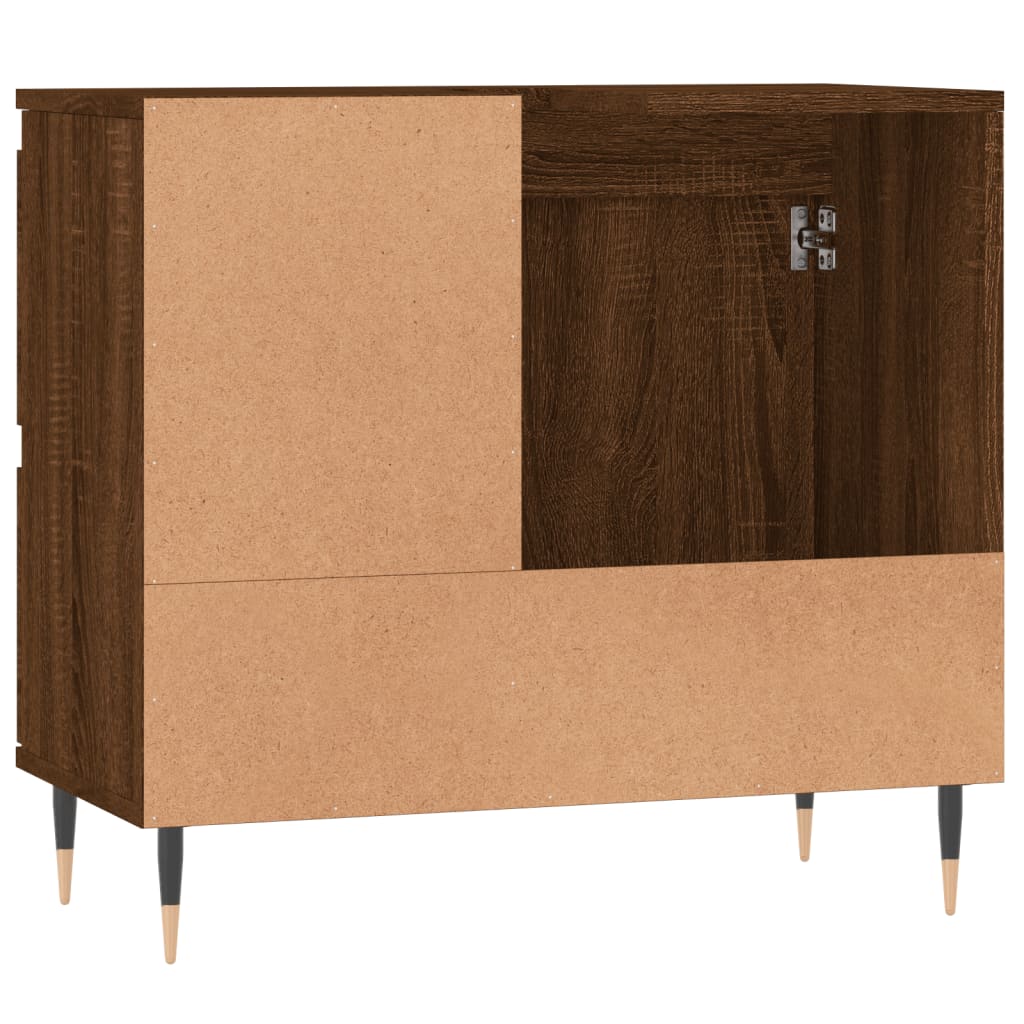 Meuble de salle de bain aspect chêne marron 65x33x60 cm en bois