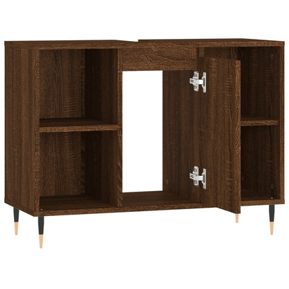 Meuble de salle de bain aspect chêne marron 80x33x60 cm en bois