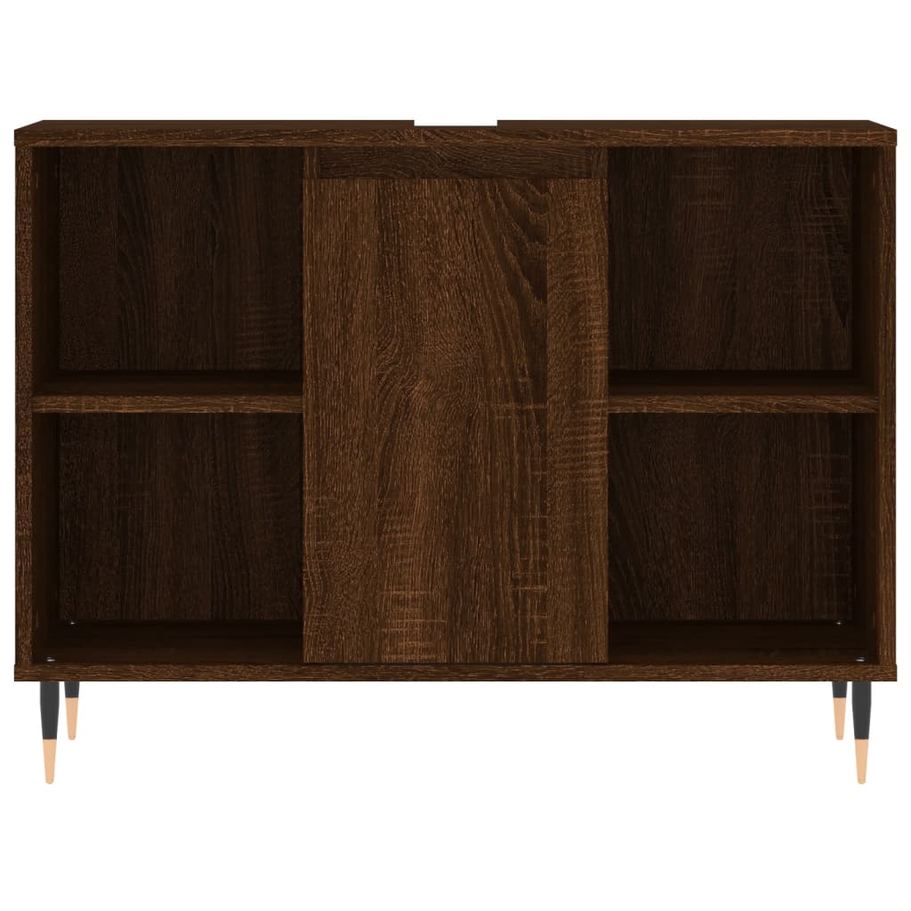 Meuble de salle de bain aspect chêne marron 80x33x60 cm en bois