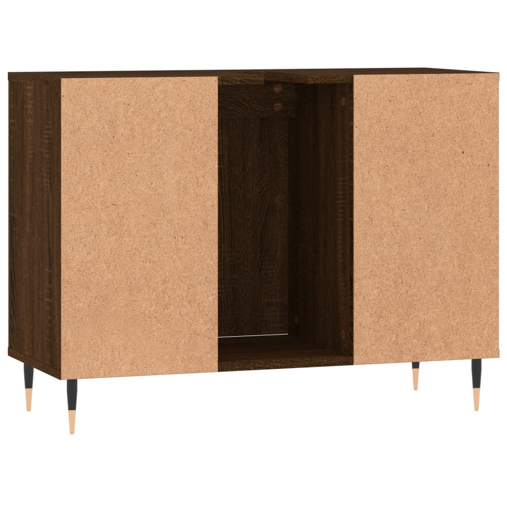 Meuble de salle de bain aspect chêne marron 80x33x60 cm en bois