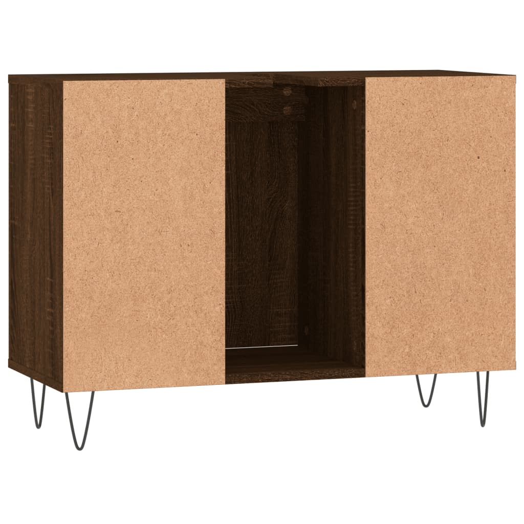 Badschrank Braun Eichen-Optik 80x33x60 cm Holzwerkstoff