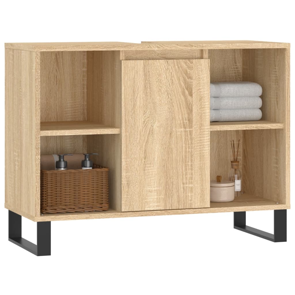 Meuble de salle de bain chêne Sonoma 80x33x60 cm matériau bois