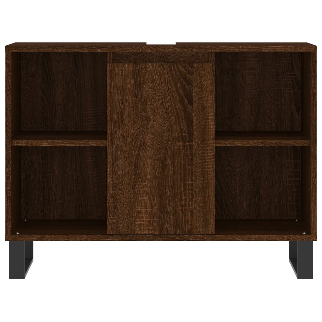 Meuble de salle de bain aspect chêne marron 80x33x60 cm en bois