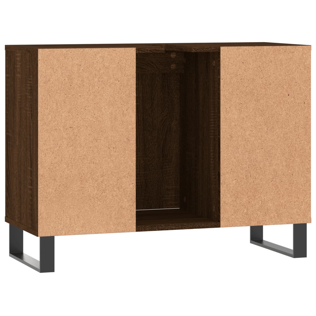 Meuble de salle de bain aspect chêne marron 80x33x60 cm en bois