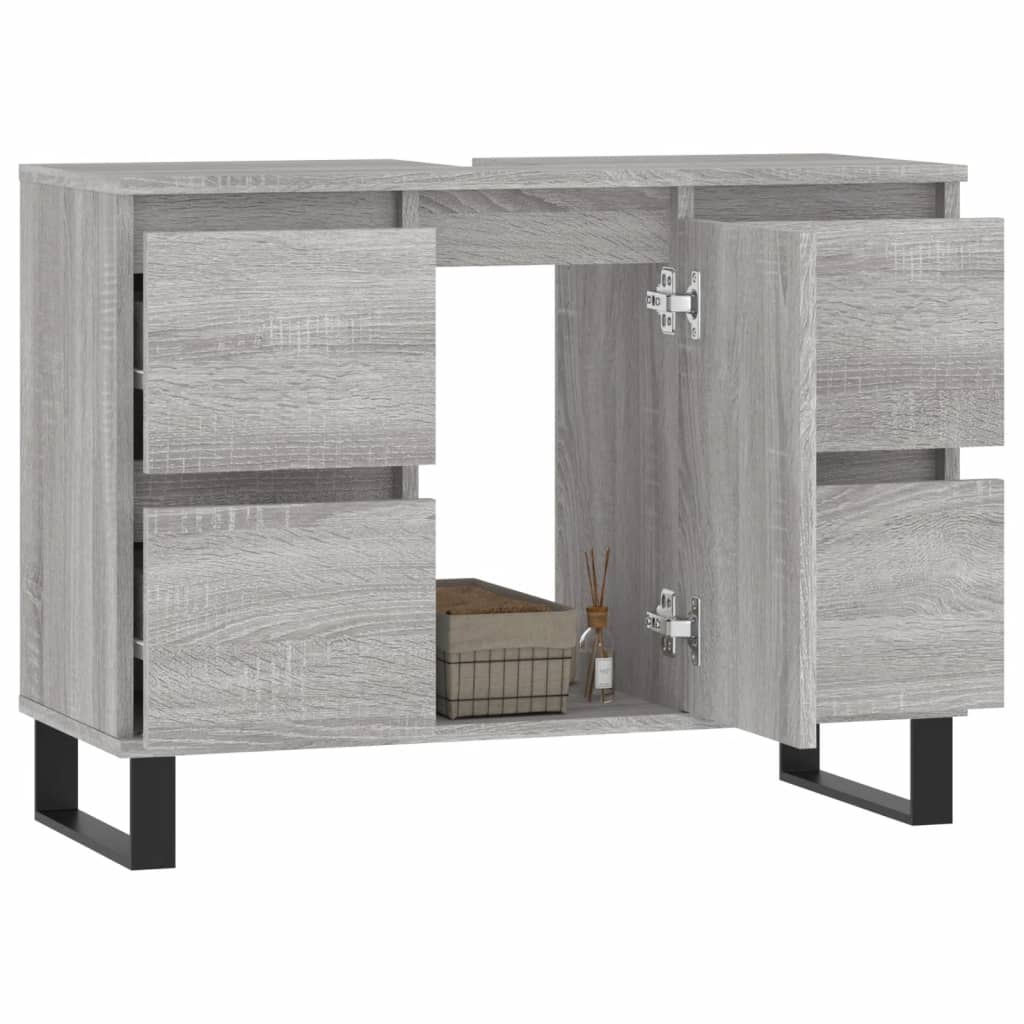 Meuble de salle de bain Sonoma gris 80x33x60 cm en bois