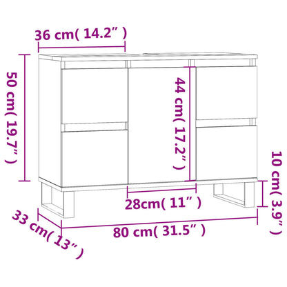 Meuble de salle de bain Sonoma gris 80x33x60 cm en bois