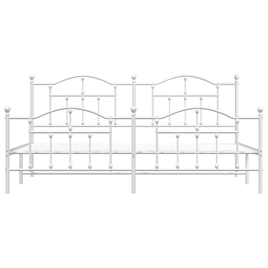 Bettgestell mit Kopf- und Fußteil Metall Weiß 200x200 cm