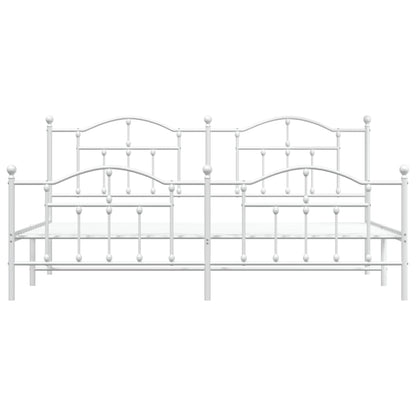 Bettgestell mit Kopf- und Fußteil Metall Weiß 200x200 cm