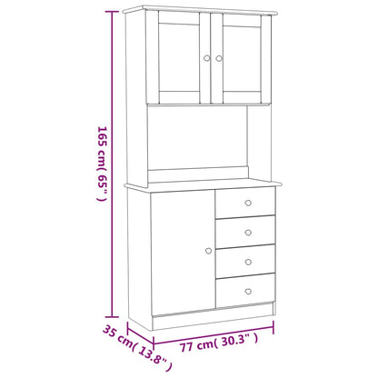 Highboard Weiß 77x35x165 cm Massivholz Kiefer