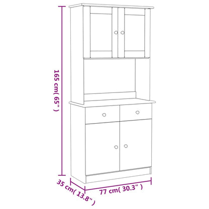 Highboard Weiß 77x35x165 cm Massivholz Kiefer