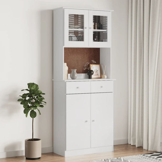 Highboard  Weiß 77x35x188 cm Massivholz Kiefer