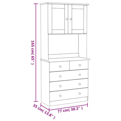 Highboard Weiß 77x35x165 cm Massivholz Kiefer