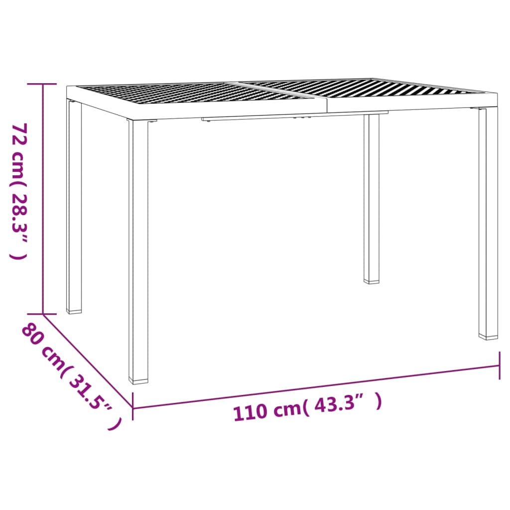 5 uds. Conjunto de comedor de jardín acero antracita