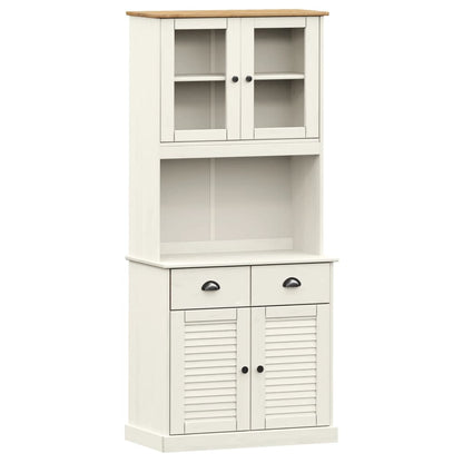 Buffet haut VIGO blanc 78x40x175 cm en bois de pin massif