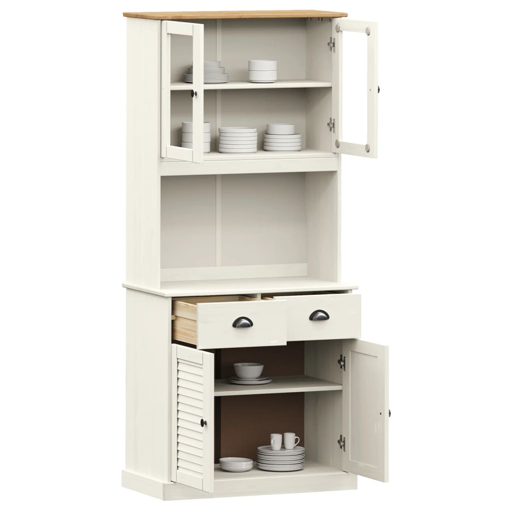 Buffet haut VIGO blanc 78x40x175 cm en bois de pin massif