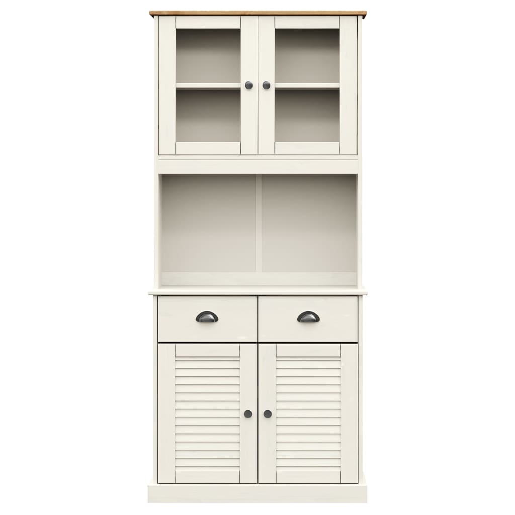 Buffet haut VIGO blanc 78x40x175 cm en bois de pin massif